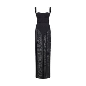 Alex Perry Women Black Stretch Mesh Semi-Sheer Column Dress